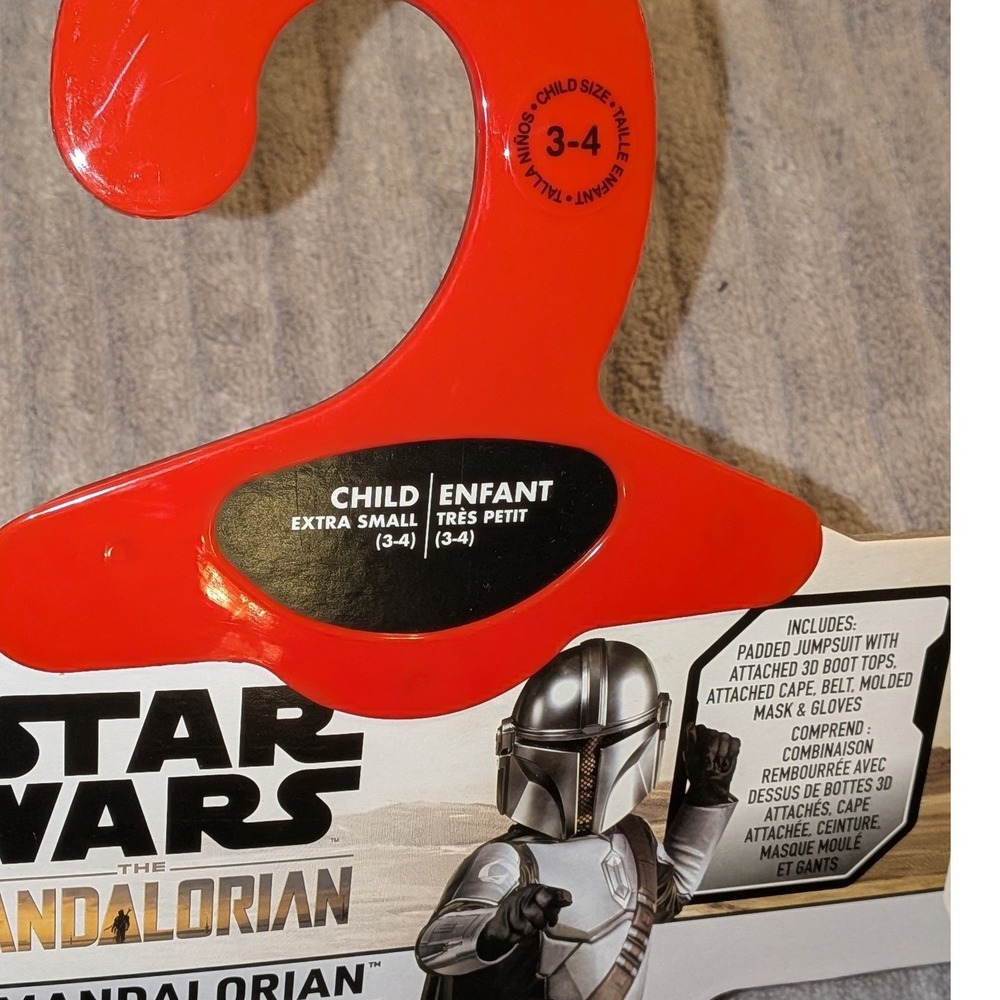 Star Wars The Mandalorian Costume Child Extra Small ES 3-4 Padded‎ Jumpsuit NEW - Picture 4 of 9